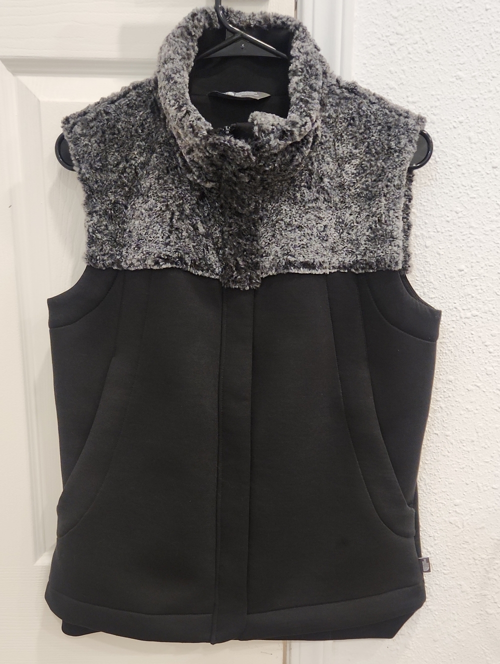 The North Face Black Vest with Gray Faux-Fur Yoke